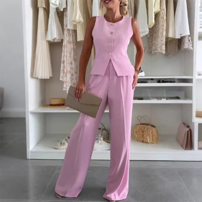 Damski top bez rękawów i spodnie o pełnej długości