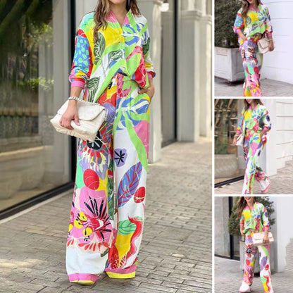 💖Dwuczęściowy komplet damski z swobodnym, żywym nadrukiem