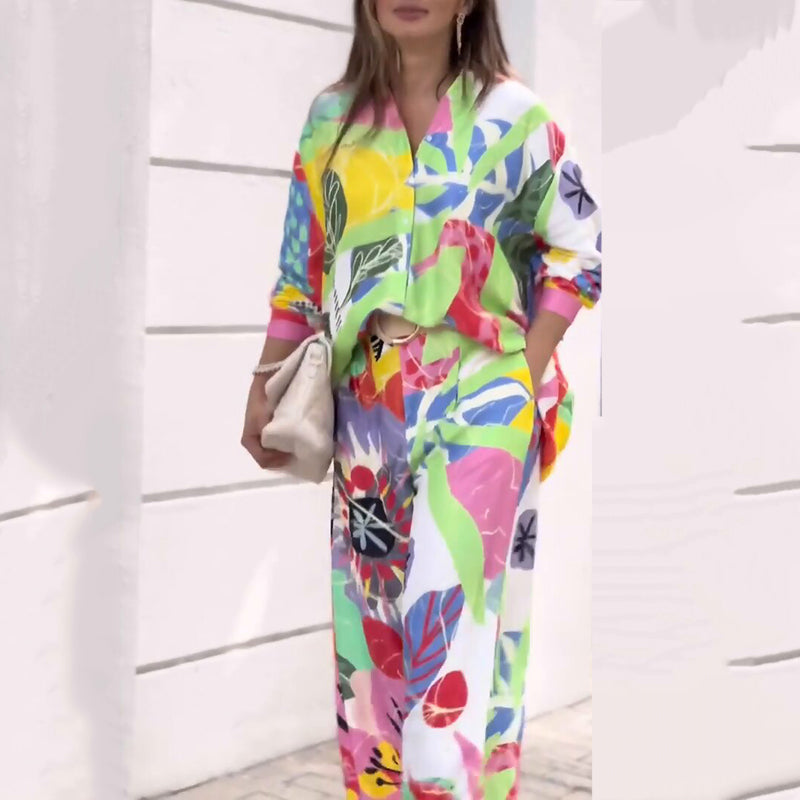 💖Dwuczęściowy komplet damski z swobodnym, żywym nadrukiem