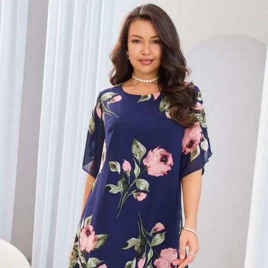 Damska sukienka z nadrukiem w kwiaty