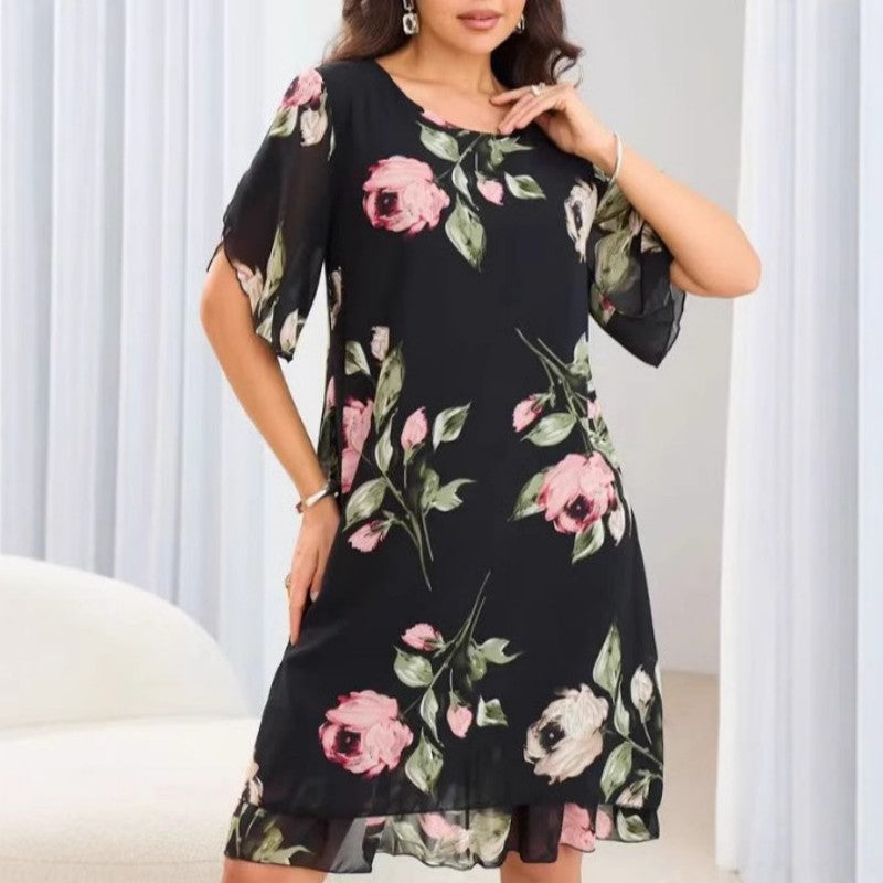 Damska sukienka z nadrukiem w kwiaty