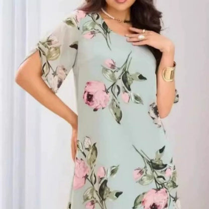 Damska sukienka z nadrukiem w kwiaty