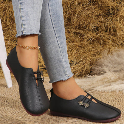Damskie płaskie buty skórzane z miękkiej skóry