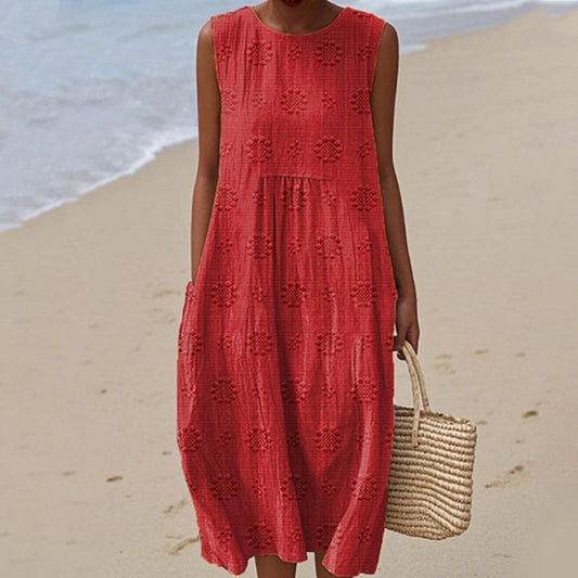 Damska sukienka bez rękawów na co dzień