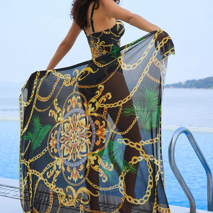 🩱Damski jednoczęściowy kostium kąpielowy i narzutka🌊