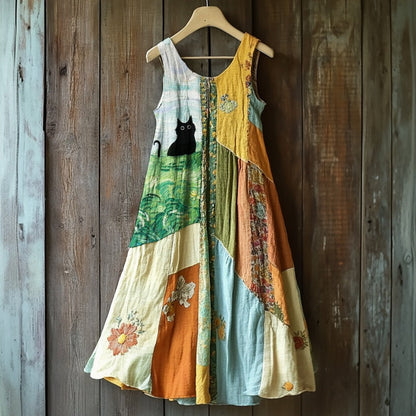 🔥 Sukienka bez rękawów w stylu vintage z nadrukiem kwiatowym dla kobiet 🍃👗