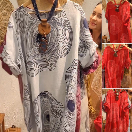 Damska sukienka z nadrukiem z dekoltem w szpic