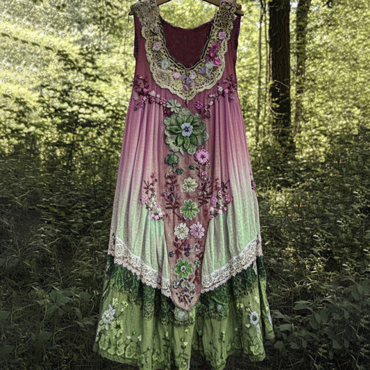 Sukienka midi drukowana w 3D z dekoltem w kształcie litery U i bez rękawów