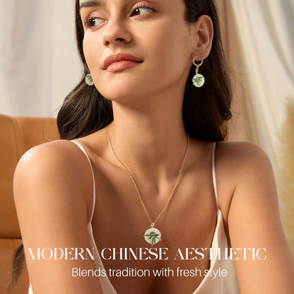 Nowoczesne kolczyki i naszyjnik z bambusa w stylu orientalnym