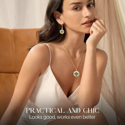 Nowoczesne kolczyki i naszyjnik z bambusa w stylu orientalnym