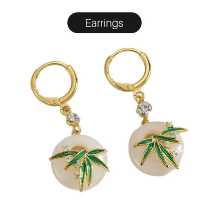 Nowoczesne kolczyki i naszyjnik z bambusa w stylu orientalnym