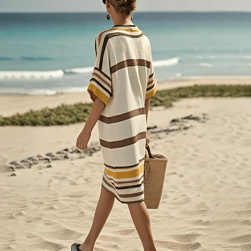 【S-3XL】👗Sukienka damska V-neck w paski