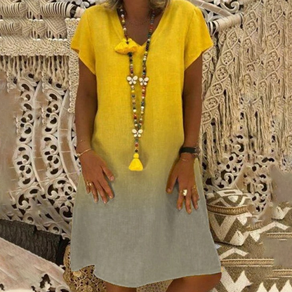 💃Sukienka casualowa z dekoltem w serek i krótkim rękawem w stylu gradientu