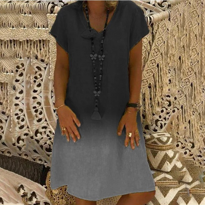 💃Sukienka casualowa z dekoltem w serek i krótkim rękawem w stylu gradientu