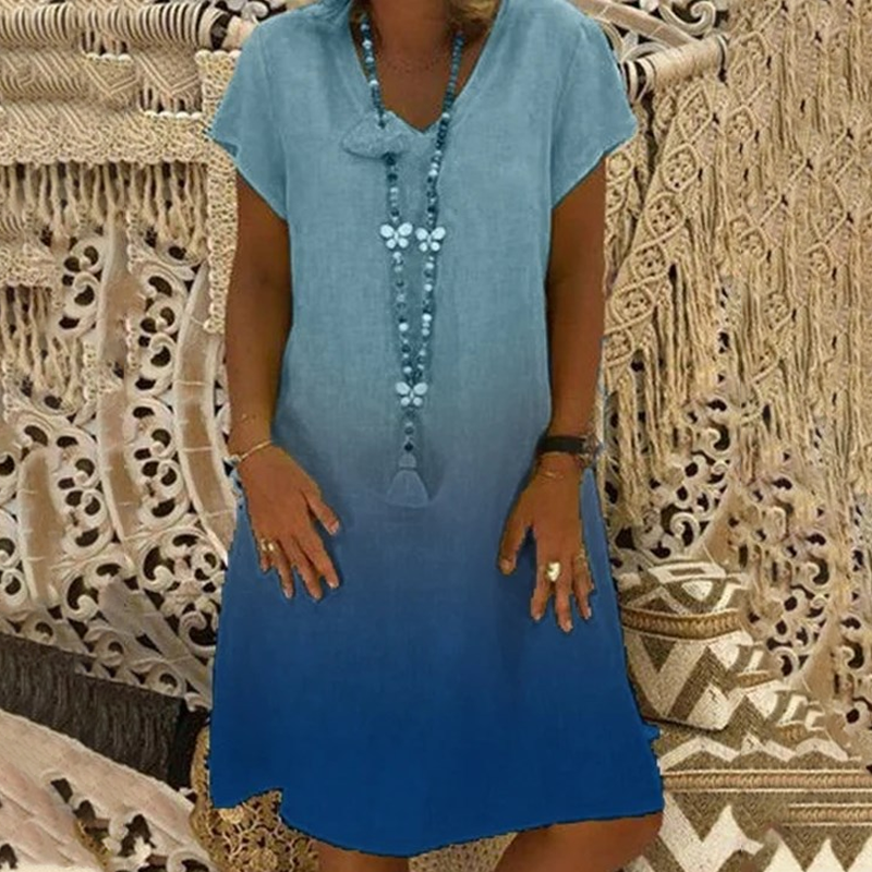 💃Sukienka casualowa z dekoltem w serek i krótkim rękawem w stylu gradientu