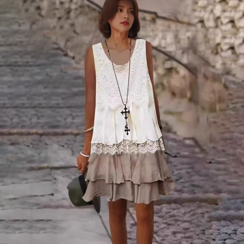 🔥Modna damska sukienka bez rękawów z patchworku👗