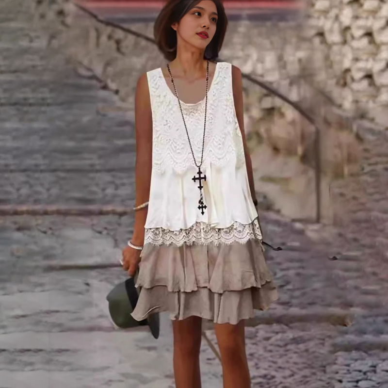 🔥Modna damska sukienka bez rękawów z patchworku👗