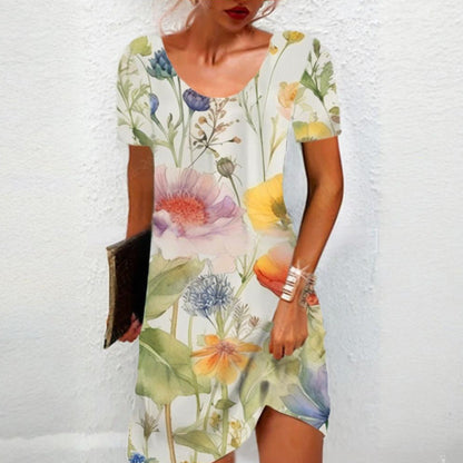 Damska sukienka w kwiaty na co dzień