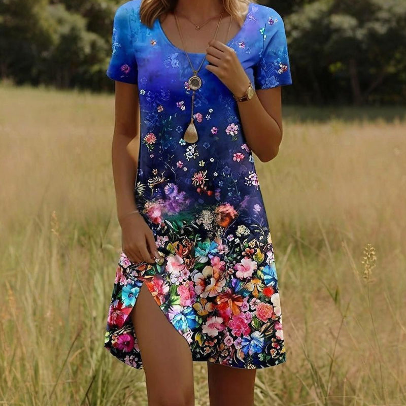 Damska sukienka w kwiaty na co dzień