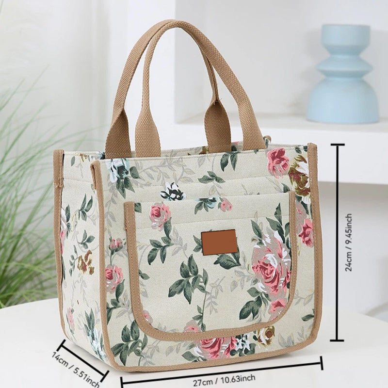 🌺Torba na lunch z nadrukiem kwiatowym dla kobiet