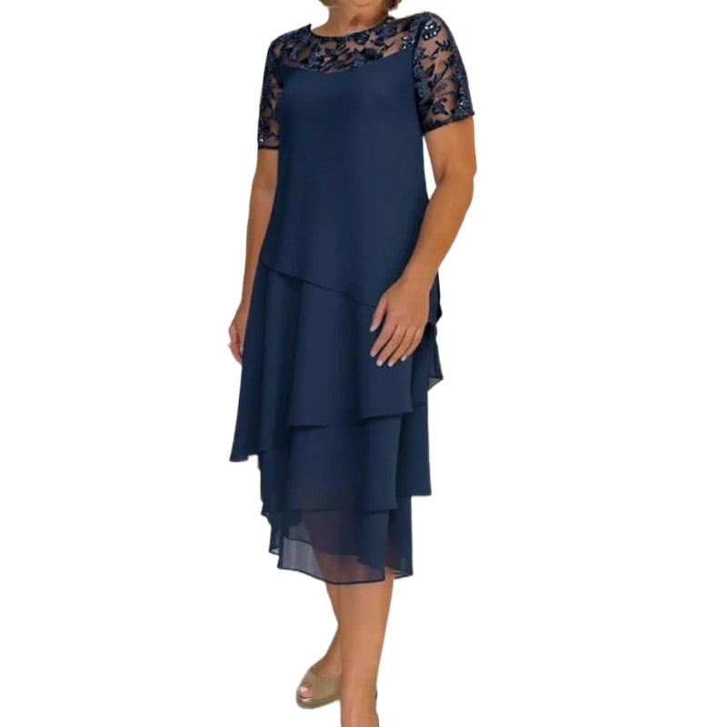 💖 [S-3XL] 👗✨️ Damska sukienka midi z siateczki z warstwami i krojem w kształcie litery A