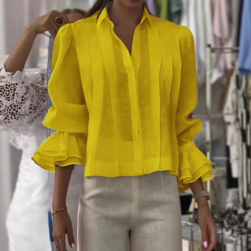 【S-3XL】✨🌼Elegancka koszula z falbankami i plisowanym wzorem