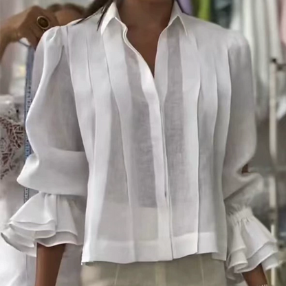 【S-3XL】✨🌼Elegancka koszula z falbankami i plisowanym wzorem