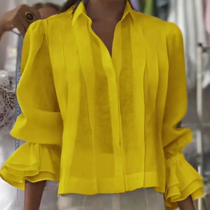 【S-3XL】✨🌼Elegancka koszula z falbankami i plisowanym wzorem