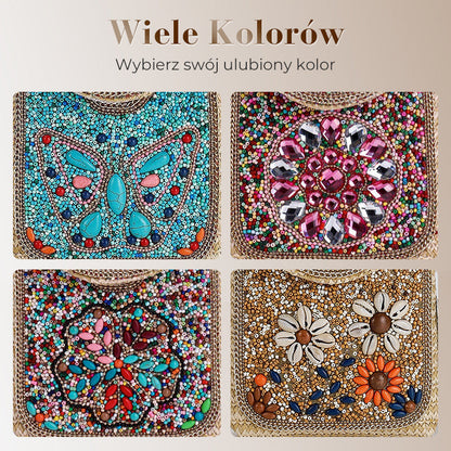 Boho Chic Mała Słomiana Torebka z Koralikami