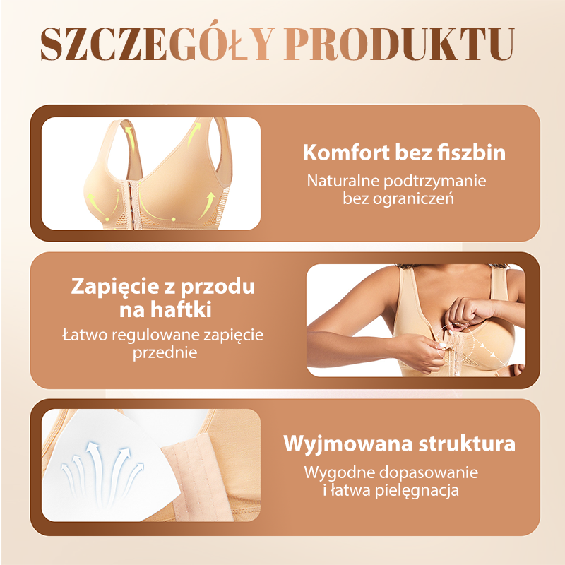 【1+1 gratis】Biustonosz damski bez fiszbin z zapięciem z przodu