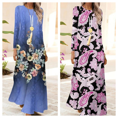 Sukienka damska z długim rękawem i nadrukiem 3D