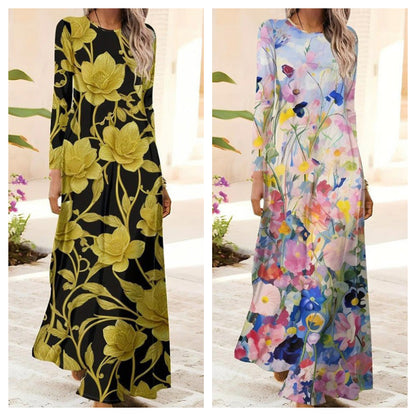 Sukienka damska z długim rękawem i nadrukiem 3D