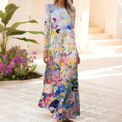 Sukienka damska z długim rękawem i nadrukiem 3D