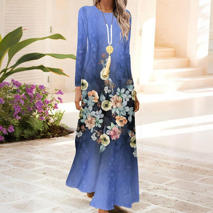 Sukienka damska z długim rękawem i nadrukiem 3D