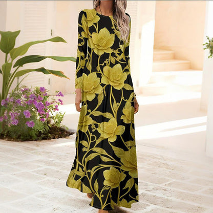 Sukienka damska z długim rękawem i nadrukiem 3D