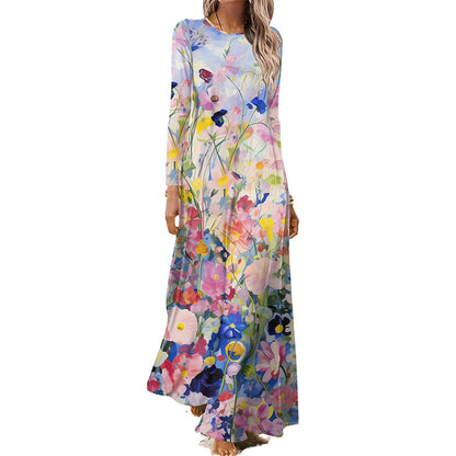 Sukienka damska z długim rękawem i nadrukiem 3D