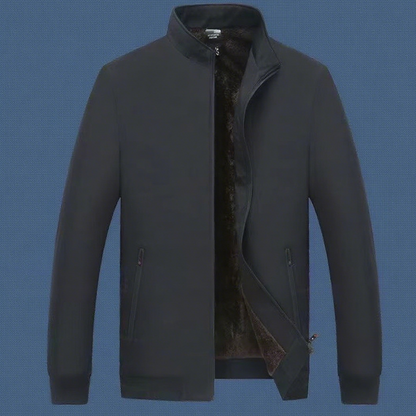 Męska, jednokolorowa, ciepła kurtka zapinana na zamek - 💪Nie gniecie się, jest wiatroszczelna, odporna na deszcz i śnieg!