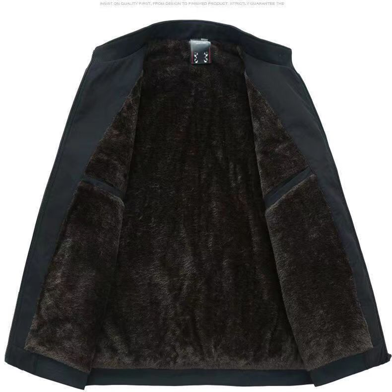 Męska, jednokolorowa, ciepła kurtka zapinana na zamek - 💪Nie gniecie się, jest wiatroszczelna, odporna na deszcz i śnieg!