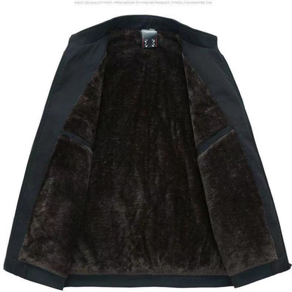 Męska, jednokolorowa, ciepła kurtka zapinana na zamek - 💪Nie gniecie się, jest wiatroszczelna, odporna na deszcz i śnieg!