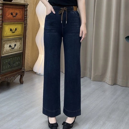 👖 Damska parka z pranego dżinsu z prostymi nogawkami