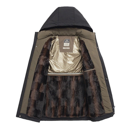 Męska zimowa ciepła kurtka z kapturem