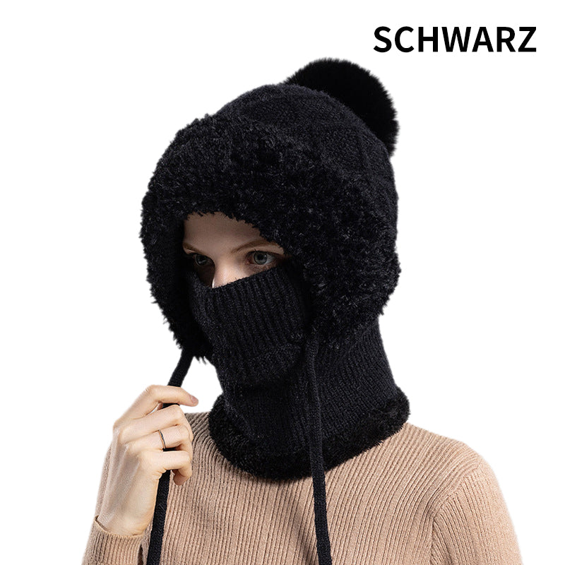 🔥Nowa oferta – stylowa, gruba czapka zimowa z dzianiny – z ciepłą osłoną na twarz i szalikiem