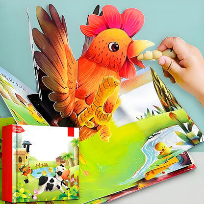 ✨【Książka dla dzieci z trójwymiarowymi zwierzętami – interaktywna pomoc w nauce dla najmłodszych】✨