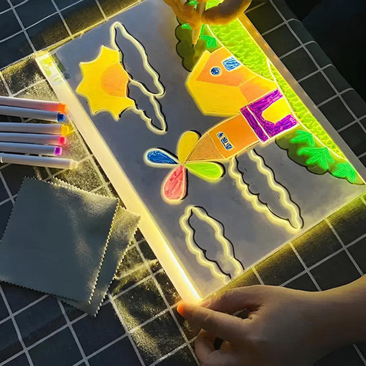 🔥👨‍🎨 Zmazywalna, podświetlana akrylowa tablica do rysowania ze stojakiem 🎨✨