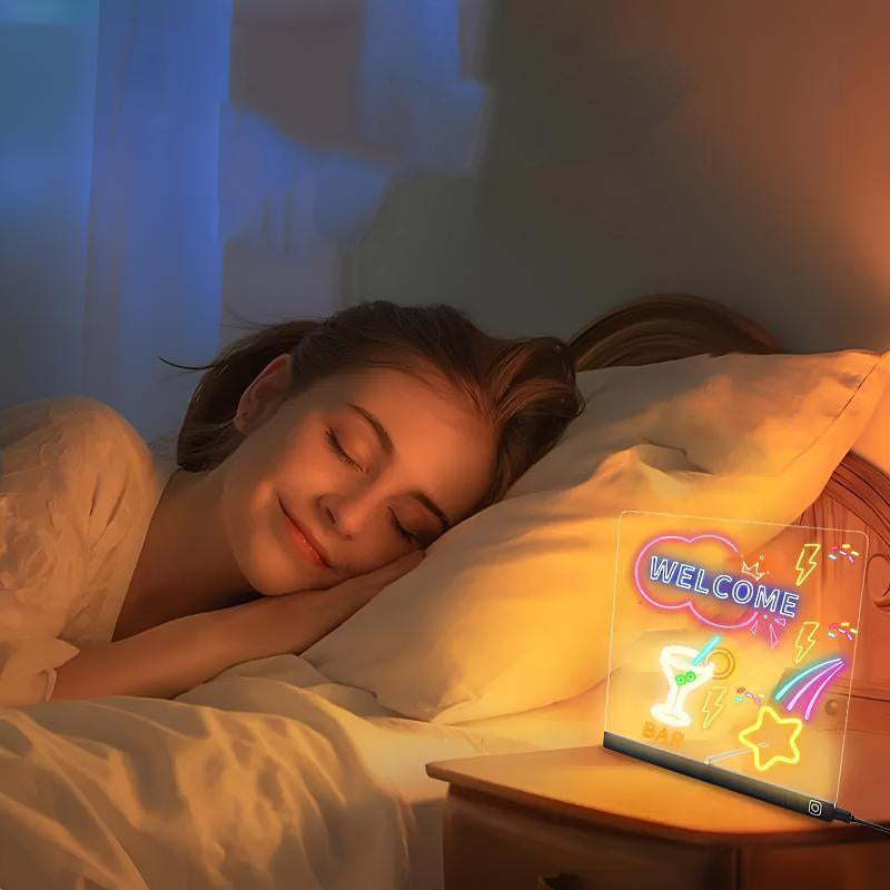 🔥👨‍🎨 Zmazywalna, podświetlana akrylowa tablica do rysowania ze stojakiem 🎨✨