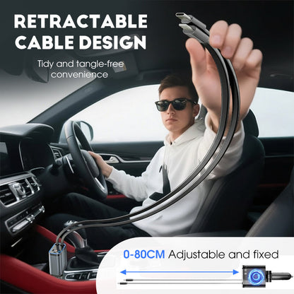 Ultraszybka ładowarka samochodowa z chowanymi kablami i oświetleniem Starlight