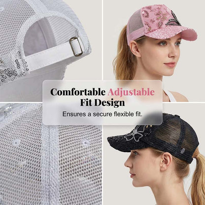 📦 Płatność przy odbiorze – Czapka baseballowa z cekinami „Crystal Butterfly” | Lśniące, dwustronne cekiny, lśniący wzór motyla 🧢✨