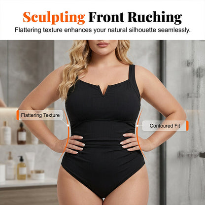 👙Jednoczęściowy kostium kąpielowy dla puszystych z efektem modelowania talii