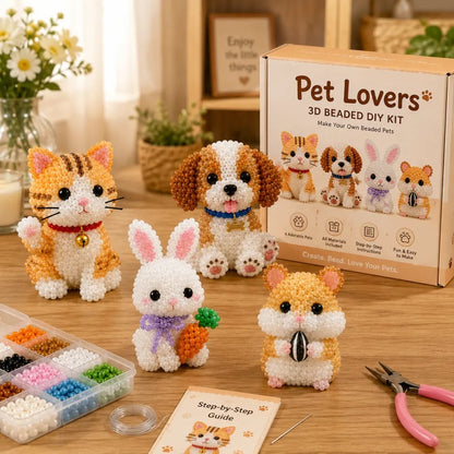 🧵🦉Zestaw do robótek ręcznych w kształcie zwierzątek z koralikami 3D