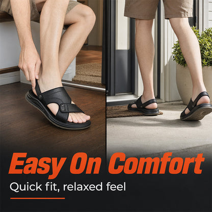 Men's Leather Sandals Dual Use Slip On Outdoor Beach Slippers